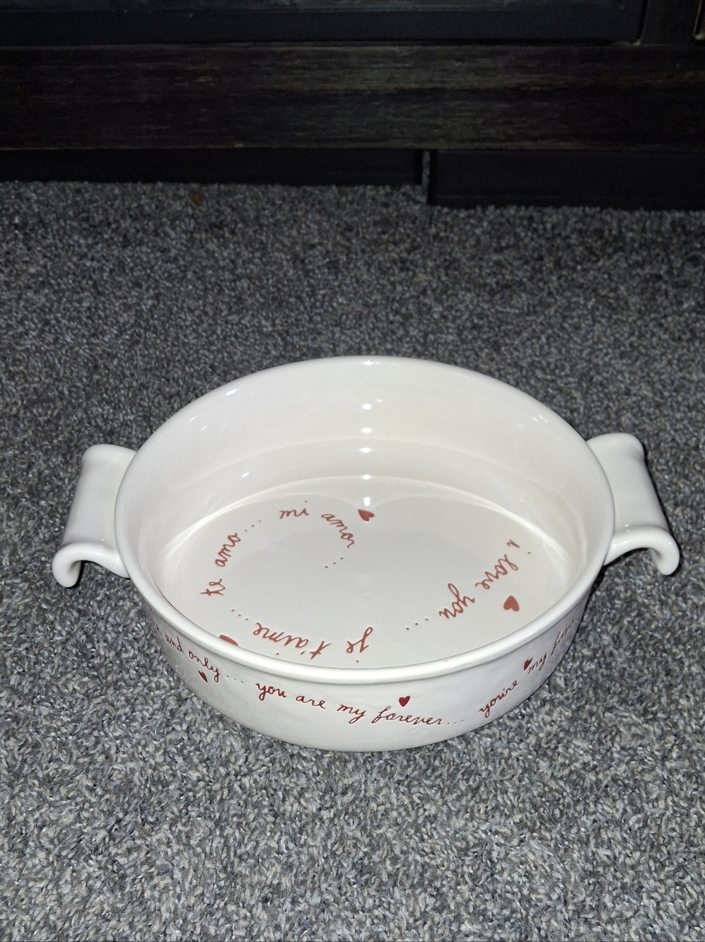 ❤️ NEW!! Rae Dunn White Ceramic Baker with Red Heart Script